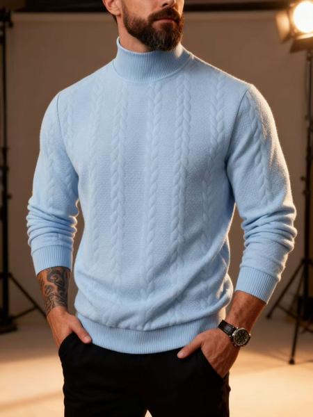 Men's solid color knitted jacquard turtleneck sweater is comfortable, warm and windproof, and can be layered. Casual, comfortable, regular slim fit long-sleeved sweatshirt, suitable for autumn and winter wear, and for men's daily outfits. Men's solid color knitted jacquard turtleneck sweater is comfortable, warm and windproof, and can be layered. Casual, comfortable, regular slim fit long-sleeved sweatshirt, suitable for autumn and winter wear, and for men's daily outfits.