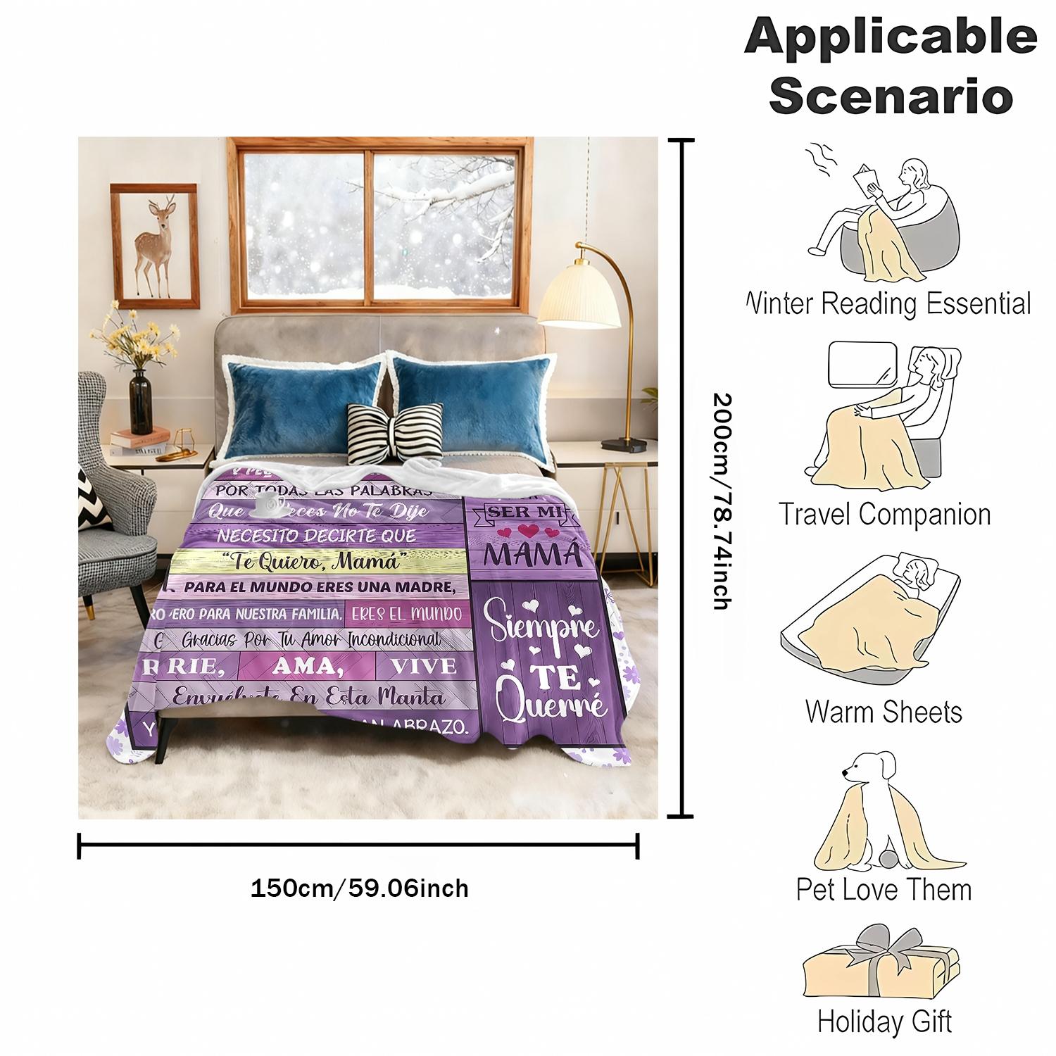 Spanish Mom Blanket, Healing Soft Flannel Home Sofa Warm Blanket, Hypoallergenic Knit Fabric, Digital Print, Ideal Gift for Bed Couch Camping Travel Car Holiday Decor