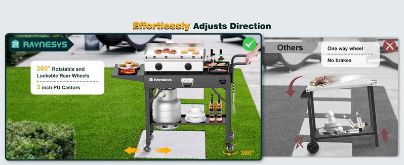 Outdoor Grill Table, Blackstone Griddle Stand, 440lbs Folding Grill Cart, Pizza Oven Table Stand for Onni,Food Prep Table with Wheels for Outdoor BBQ Camp Ninja Woodfire Grill Stand, 31" W x 17" D for Car camping Travel Lock