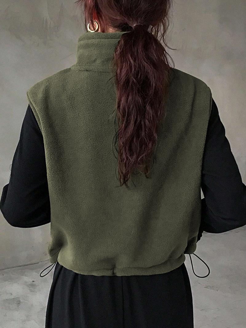 Women's Zipper Fleece Vest, Casual Versatile, Perfect for Autumn Winter, Daily Wear, Street Style, Comfortable and Stylish