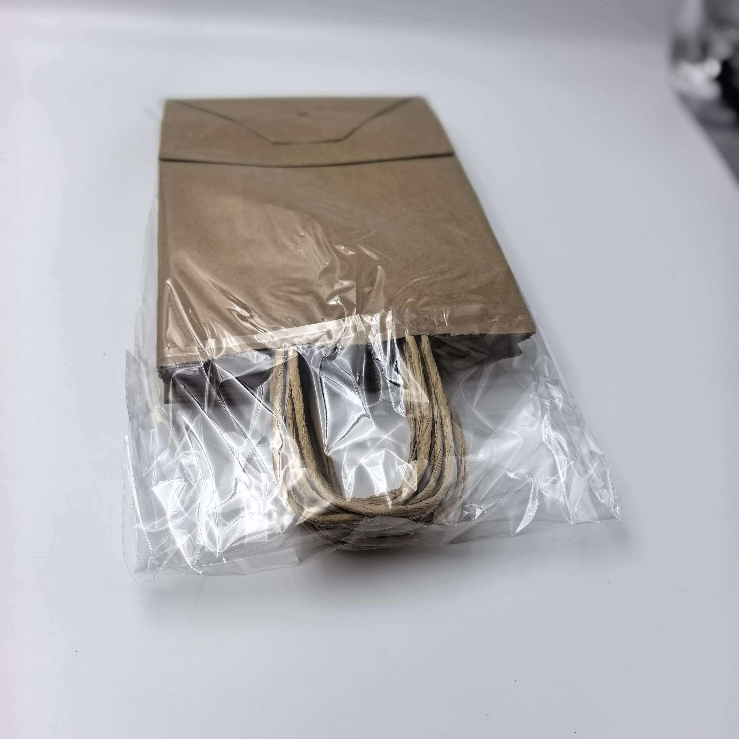 12pcs Natural Leather Handled Paper Bags, Leather Handle Paper Bags, Durable & Eco-Friendly Shopping Bags, Perfect for Retail Use