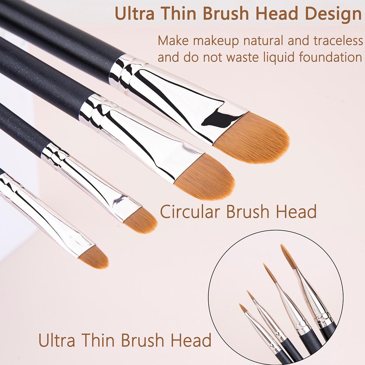 4pcs Ultra-Thin Foundation Concealer Makeup Brush, Professional Liquid Foundation Cream Tool, Precision Application for Flawless Finish