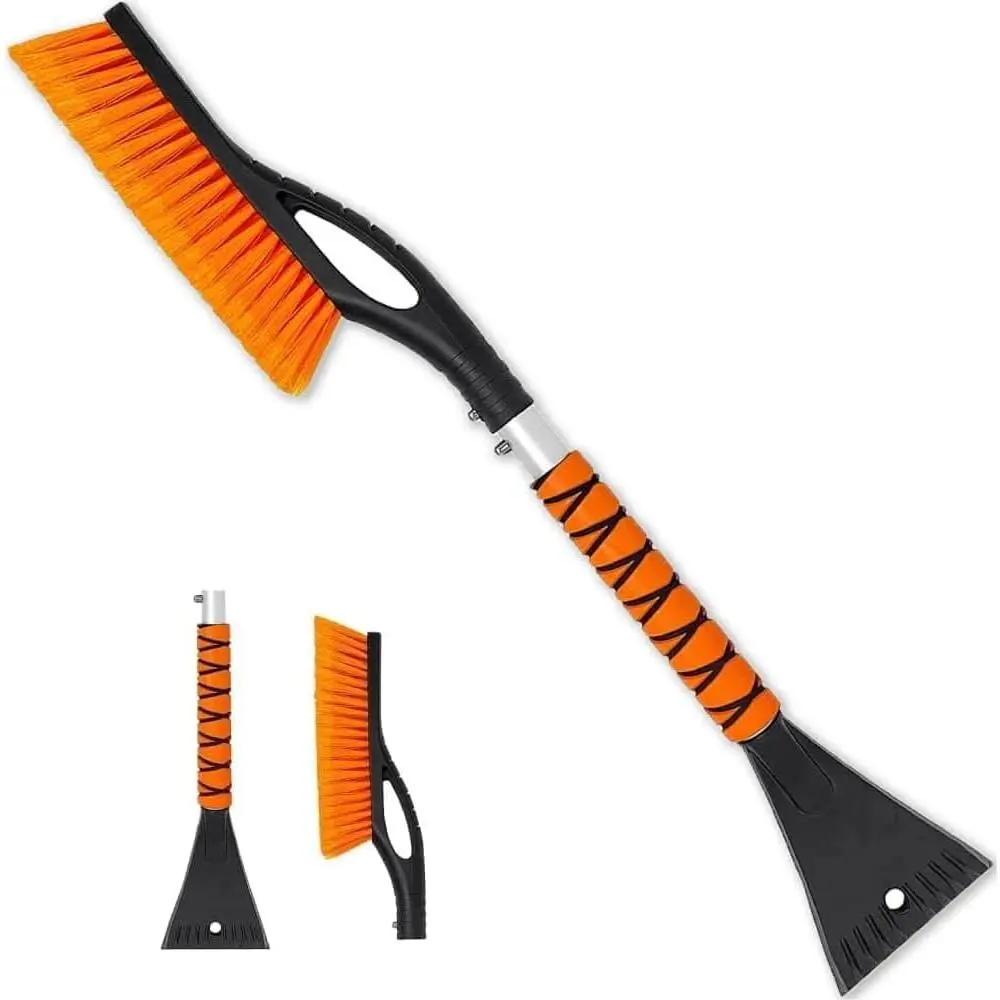 Brush & Ice Scraper, 27 Inch, Ice Scrapers for Car Windshield, Detachable Snow Removal Tool with Ergonomic Foam Grip for Cars, Trucks, Suvs