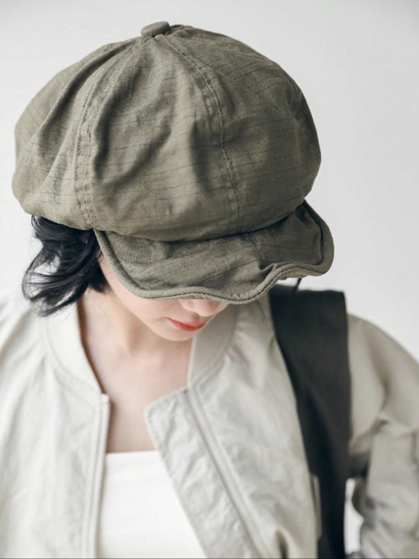 Retro Artistic Style Newsboy Cap, Large Size Slouchy Style Versatile Breathable Hat, Perfect for Spring, Adjustable Stylish Hat