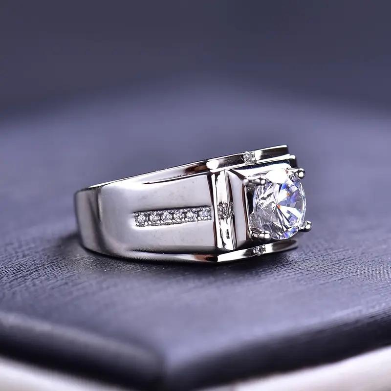 1 S925 silver moissanite ring, sparkling men's and women's rings, party hip-hop style, eternal gemstone jewelry, birthday gift, Halloween and Thanksgiving gift, street hip-hop style