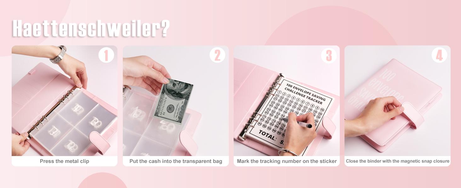 100 Envelopes Money Saving Challenge - A5 Money Saver Budget Binder Book with Cash Envelopes and Numbers, 100-Days of Easy and Funny Ways to Save $5,050 Cash Envelope Challenge Binder, Black