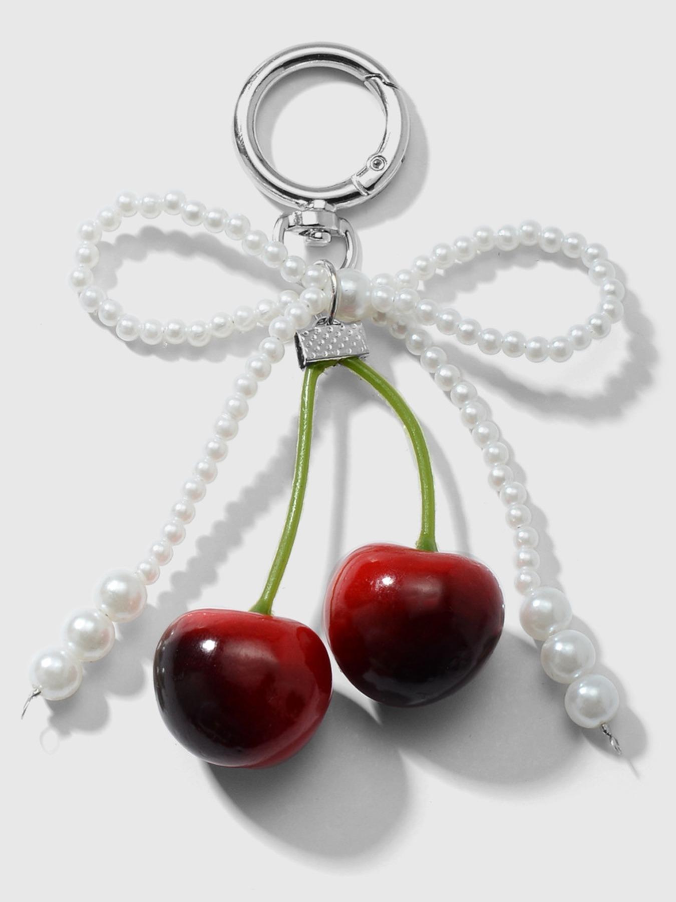 New Elegant Simple Sweet Cool High-Quality Faux Pearl Lace Leopard Bow Keychain Bag Charm, Casual Style, No Choking Hazard, Fashionable Accessory