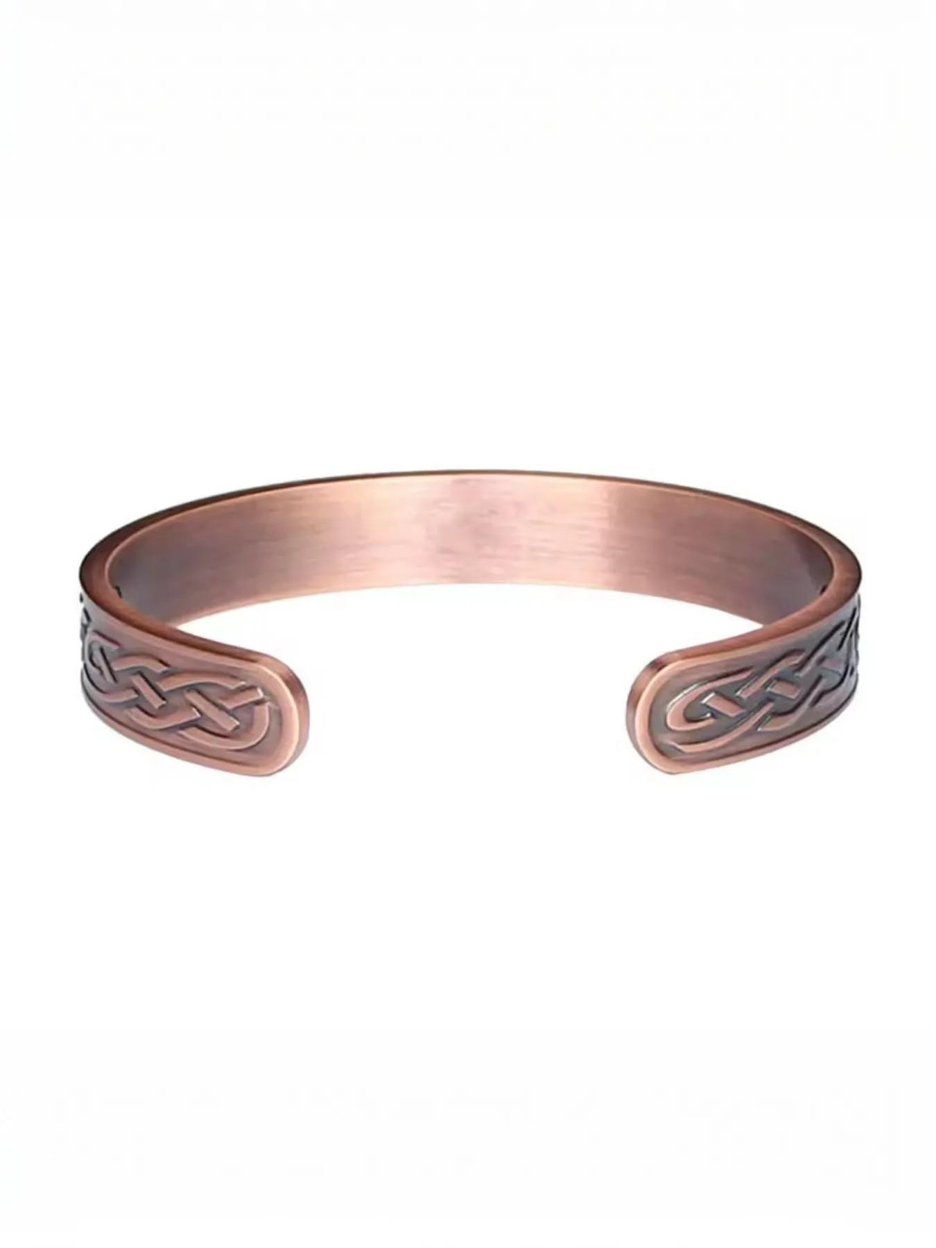Men's Vintage Carved Copper Magnetic Energy Bracelet, Adjustable with 6 Magnets, Promotes Circulation, Perfect for Festivals, Parties, Travel