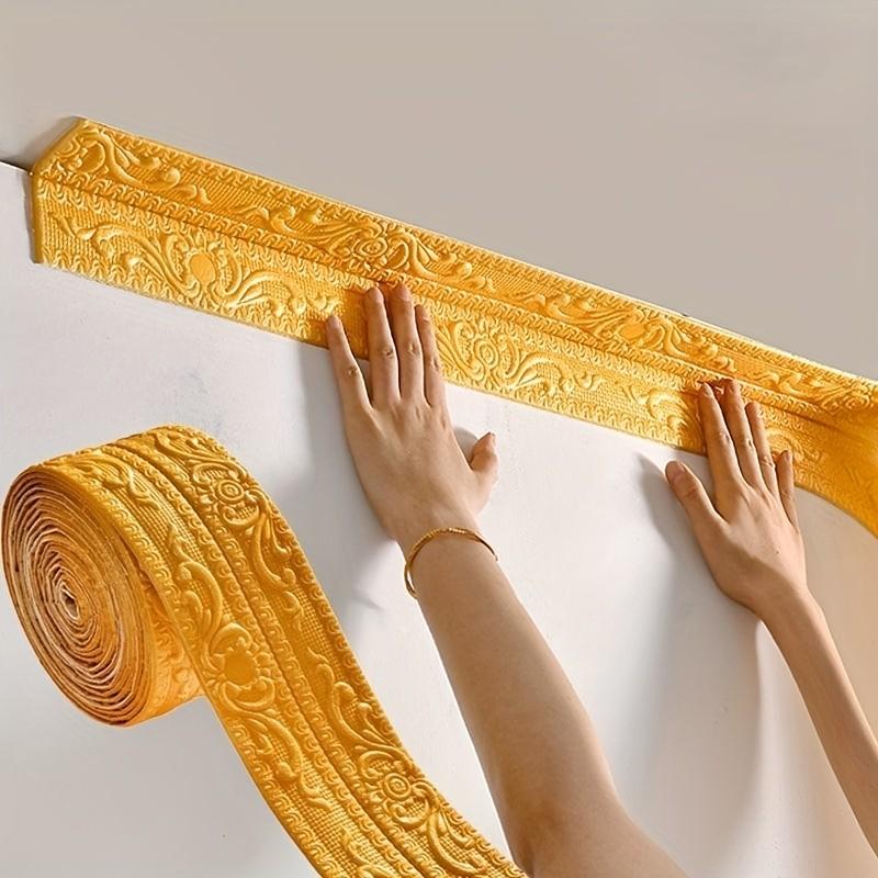 3-Pack Vinyl Wallpaper Strips, Self-Adhesive Waterproof Edge Seals, Interior & Exterior Baseboards, Ceiling & Wall Decor, Easy Application, Peel And Stick Wallpaper