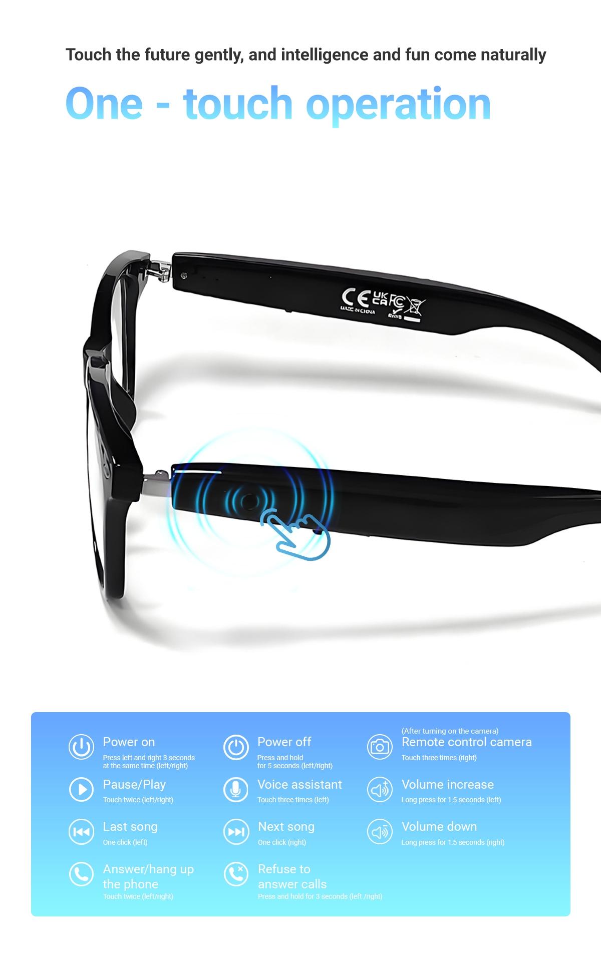 Koipsse smart glasses,translation-enabled, advanced technology, diverse functions, excellent sound quality, support for voice calls, rapid Bluetooth pairing, a large battery capacity, and long battery life. a perfect gift choice and a very cool accessory