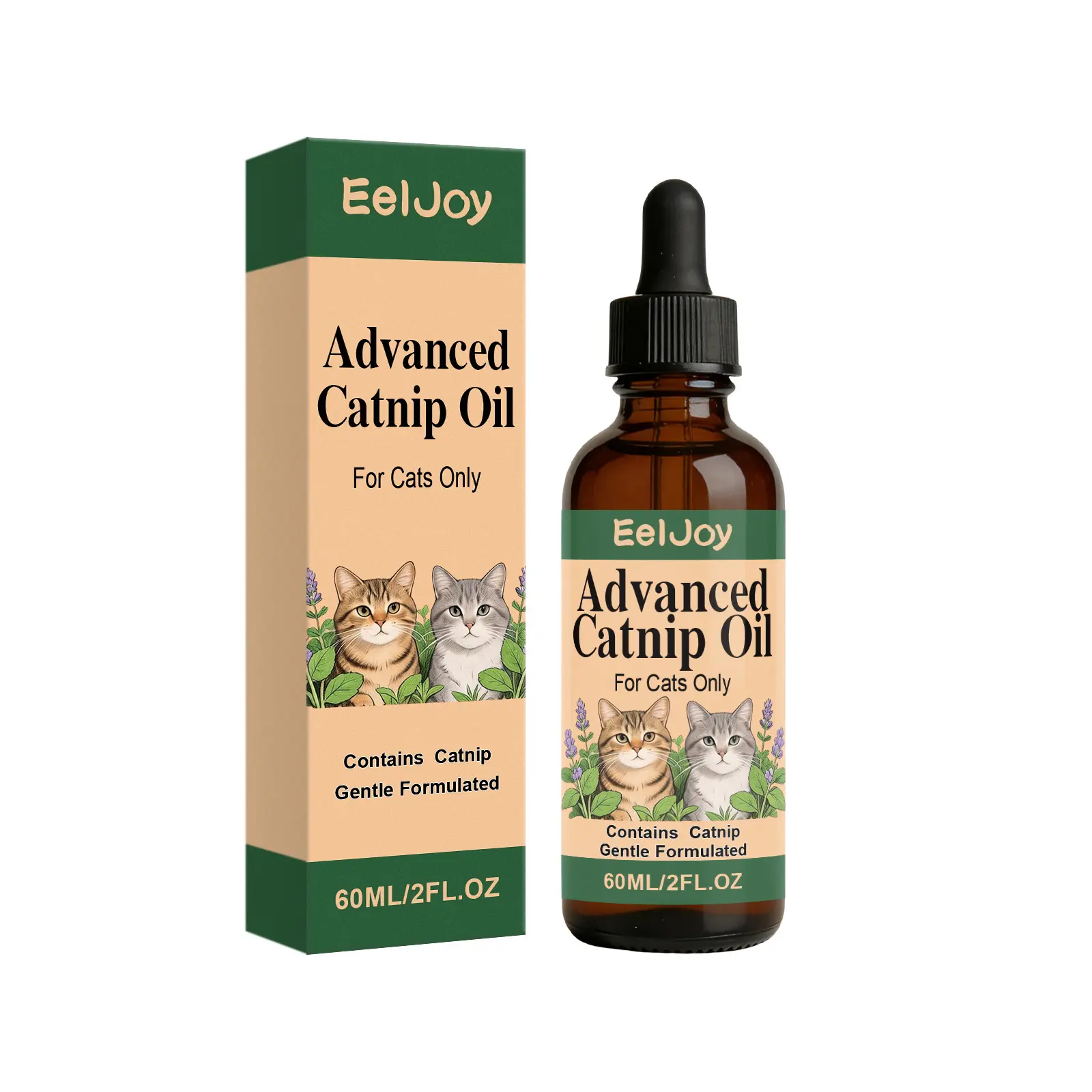 EelJoy Cat Peppermint Oil Drops - Glycerin Base Formula with Spearmint Extract for Pet Comfort Care, Stress Relief, Calms Anxiety (Shake Before Use)