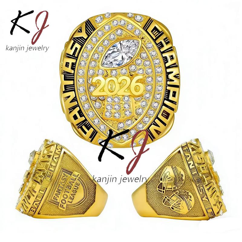 2026 Fantasy Football Championship Ring in Gold Zinc Alloy