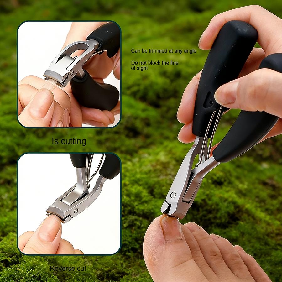 Large Opening Curved Nail Clippers, Triple Anti-Splash Storage Heavy Duty Trimmer for Thick Toenails and Elderly Daily Use