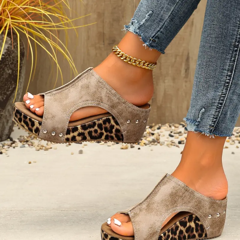 Women's Fashionable Sandals, Pu Leather Sandals, Casual Comfortable Wedge Sandals for Summer, Female All-match Shoes for Daily Wear