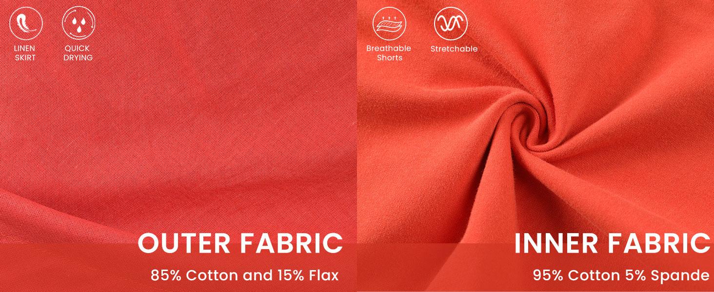 Molitree Womens Cotton Linen Skorts Casual Cute A-Line Mini Skirts with Ruffle Inner Waistband Athletic Shorts Activewear