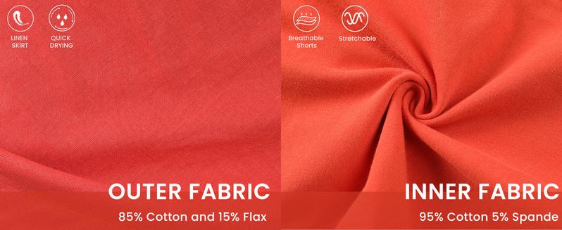 Molitree Womens Cotton Linen Skorts Casual Cute A-Line Mini Skirts with Ruffle Inner Waistband Athletic Shorts Activewear