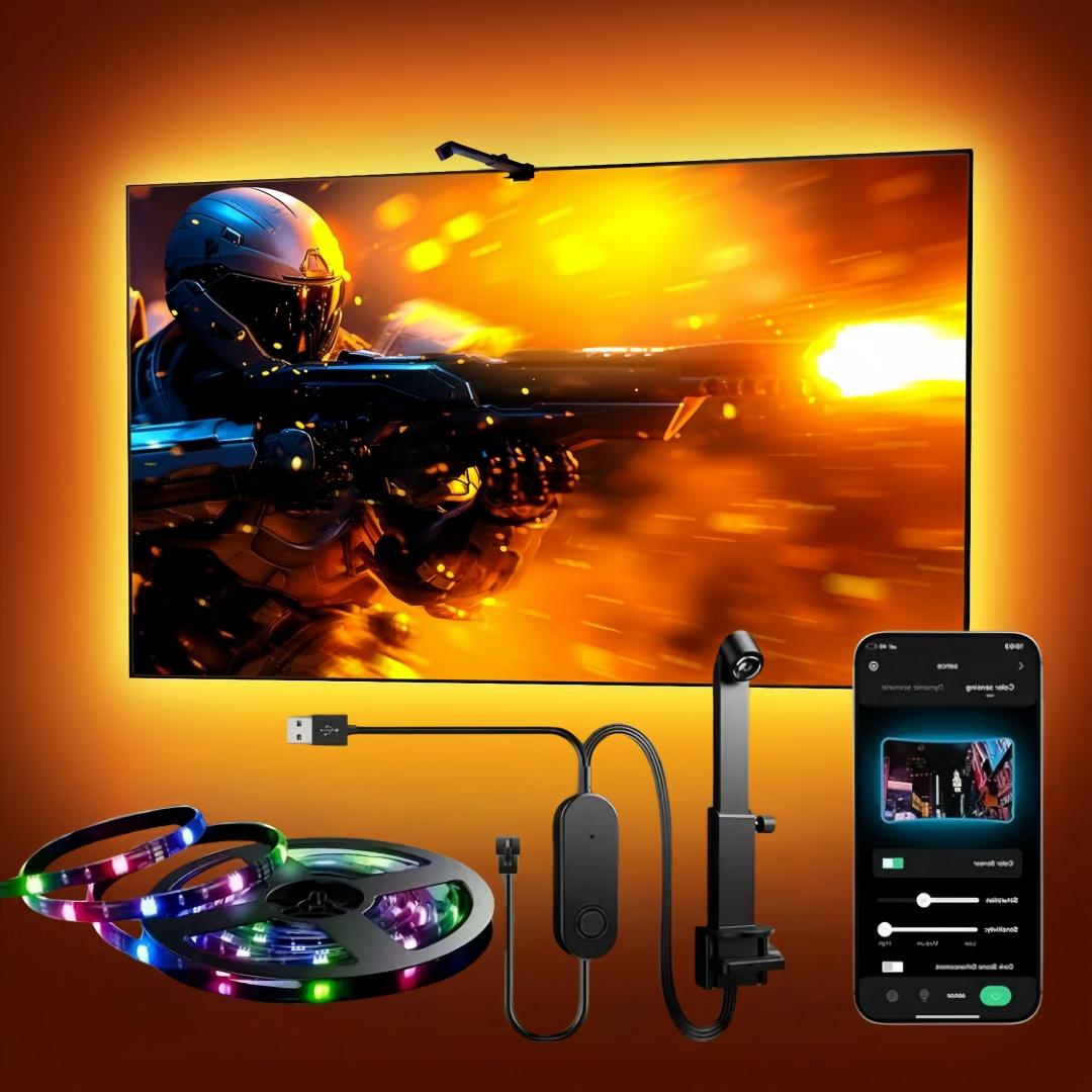 Smart TV Backlight LED Backlit Sync Lights for 55-65 Inch TVs, USB Powered Music Sync with Multiple Scene Modes, Ideal for Gaming and Display