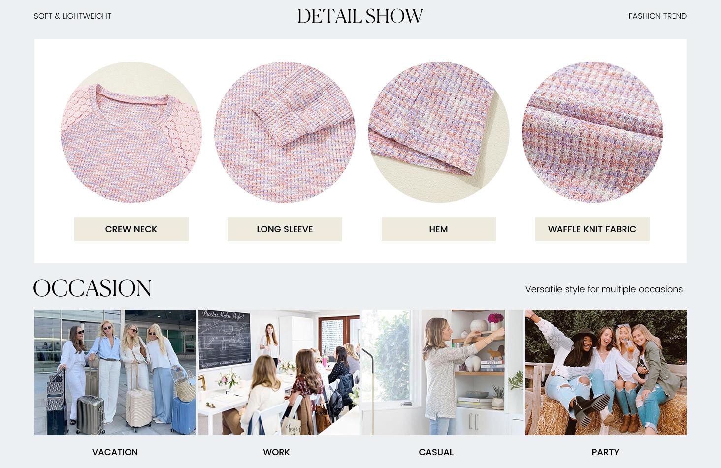 Shewin 2026 Spring Cozy Cottagecore Knit Sweatshirt Waffle Lace Trim Crewneck Long Sleeve Loose Fit Pullover for Daily Casual Chic Feminine Outfits - Clothes