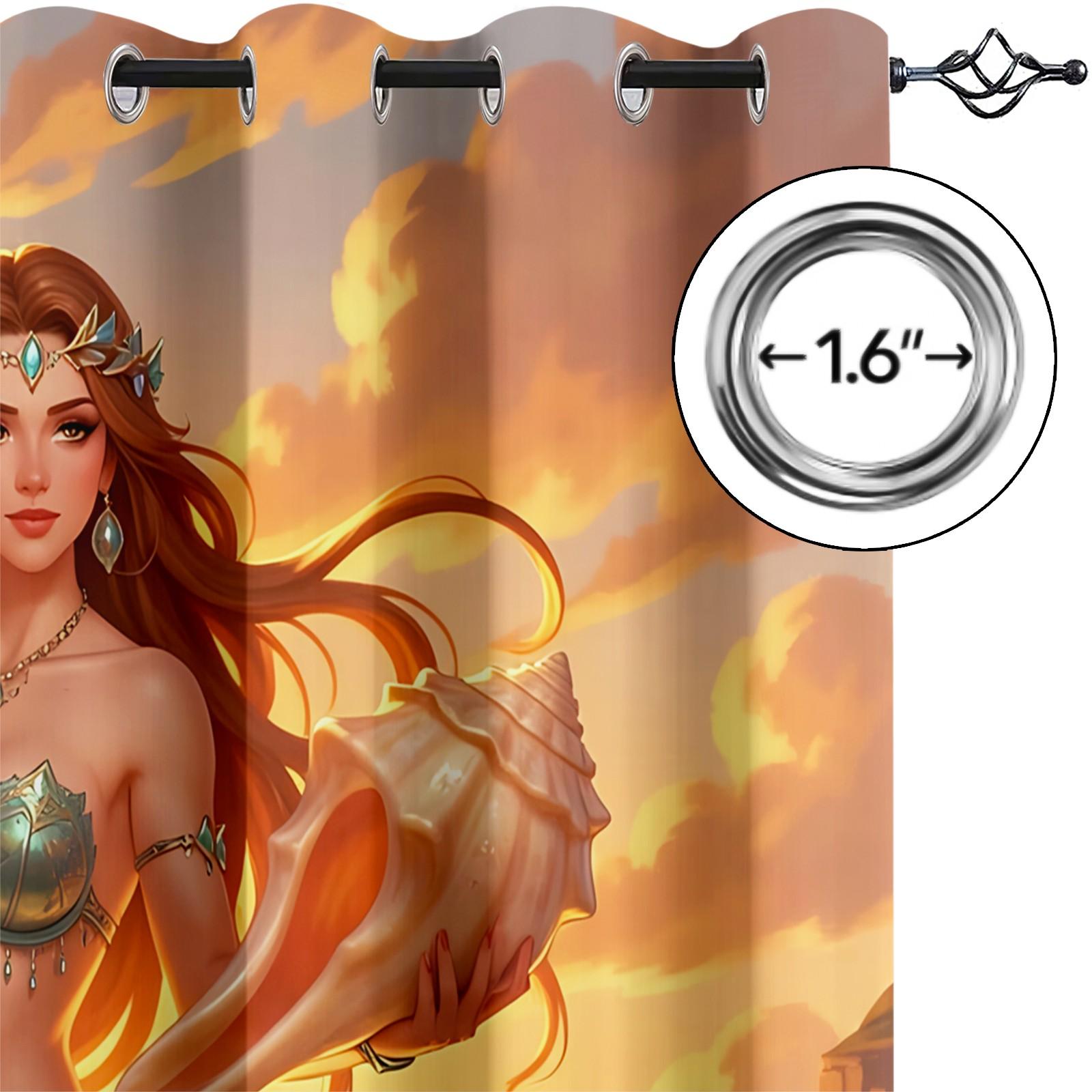 2Pcs Dreamy Ocean Style Blackout Curtains, Sun Protection, Sound Insulation And Easy Care. Ideal for Kids' Rooms And Princess Rooms. Safe, Stylish, And Enhances Artistic And Fairytale Ambiance.