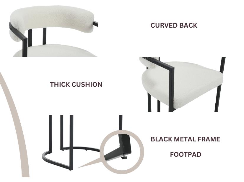 CHAIRUS Dining Chair Set of 2, 20'' H Modern Barrel Dining Chair  with Backrest and Arms, Sherpa Kitchen Island Chairs, Upholstered Accent Dining Chair for Living Room,Bar,Pub,Beige