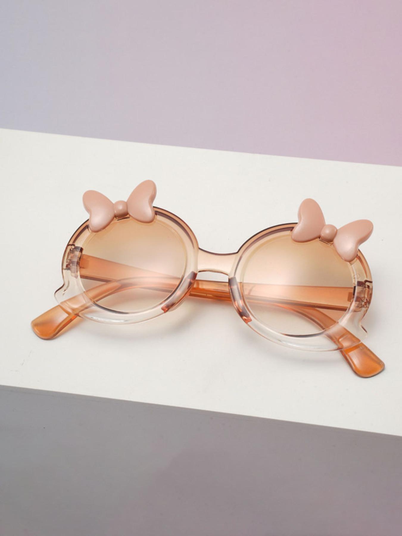 Women's Fashion Butterfly Knot Glasses, Round Frame, Gradient Colors, Multiple Color Options, Perfect for Parties, Travel, College