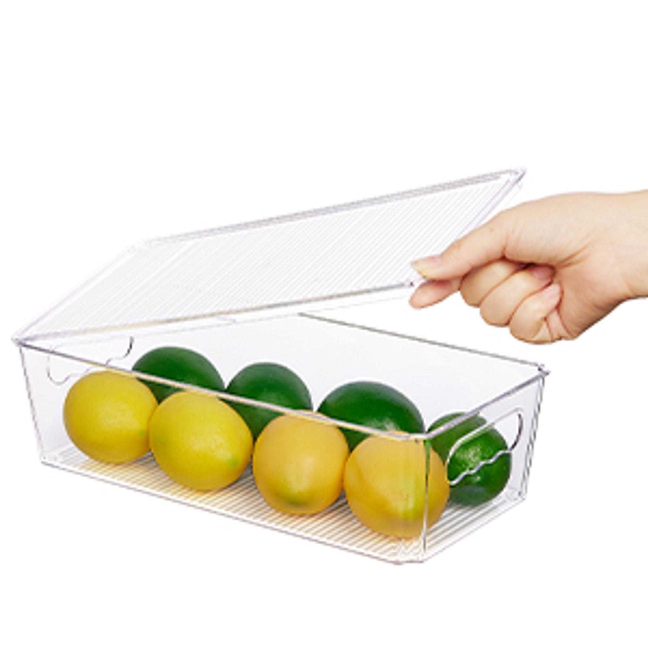 8pcs Clear Organizers and Storage Bins with Lids, Stackable Plastic Storage Containers with Handles for Fridge, Freezer, Pantry, Cabinet, Kitchen Organization