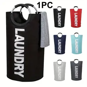 Large Foldable Laundry Basket with Aluminum Handles, Space-Saving Design, Heavy-Duty Polyester, Multiple Colors, Ideal for Home & Dorms, Collapsible Laundry Hamper