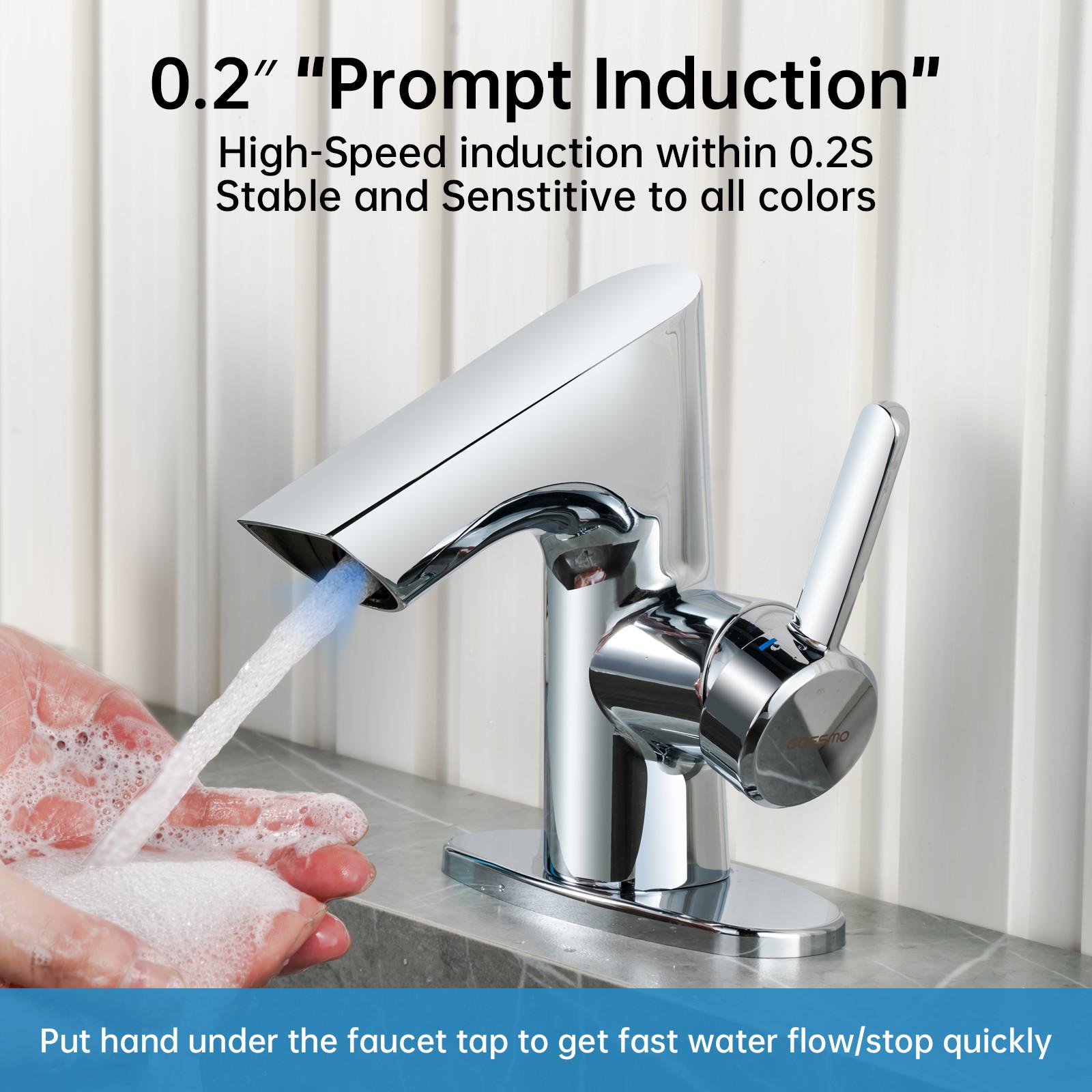 Touchless Smart Bathroom Faucet, 1 or 3 Holes, Adjustable Hot & Cold Temp, Control Water Flow, Chrome Finish, Sensor Automatic Faucet