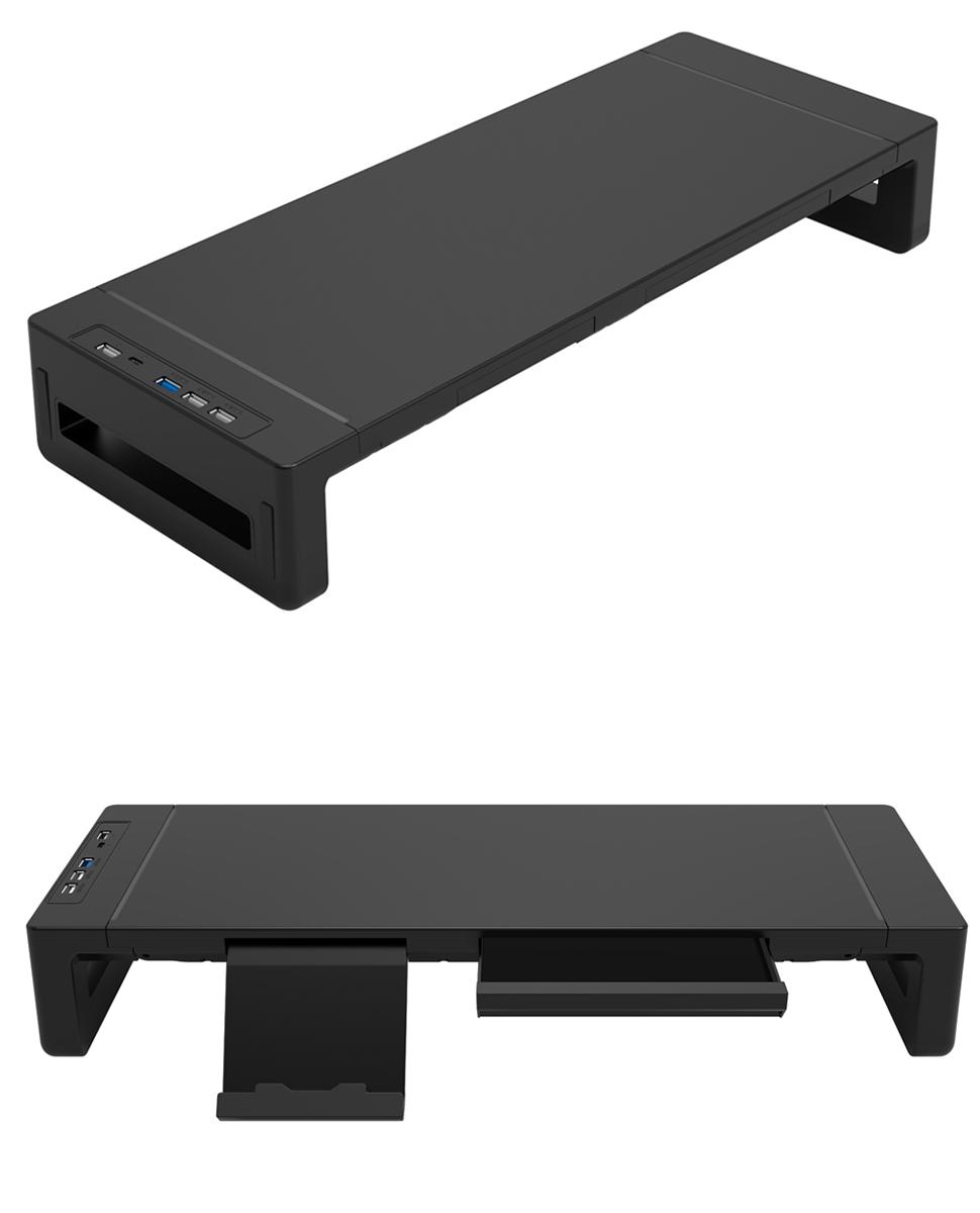 Monitor Stand Riser, Klearlook Foldable, Height Adjustable Computer Stand, Desk Shelf Riser with Storage Drawer &Tablet Phone Stand for Desktop, Laptop