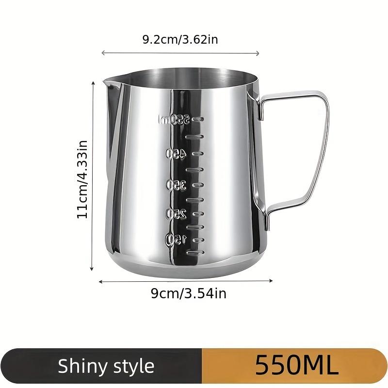 Stainless Steel Measuring Milk Frother with Volume Markings Perfect for Latte Art Coffee Decoration Home & Commercial Use
