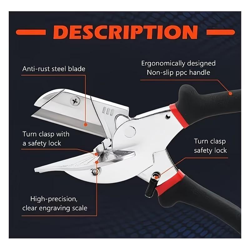 Multifunctional Wire Slot Scissors, Adjustable Angle 45-135 Degrees, Cutting Plastic PVC, Industrial Tool, Durable Building Supplies
