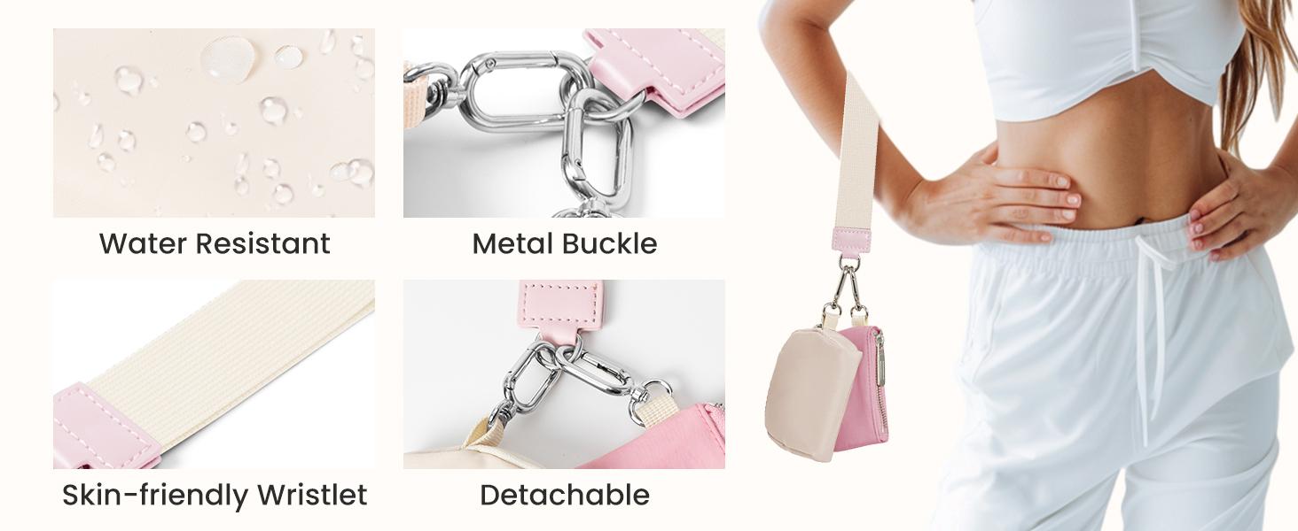 Keychain Wallet -Mini Zip Around Wristlet Wallets with Detachable Dual Pouch - Ideal Portable Coin Purse for Women and Men