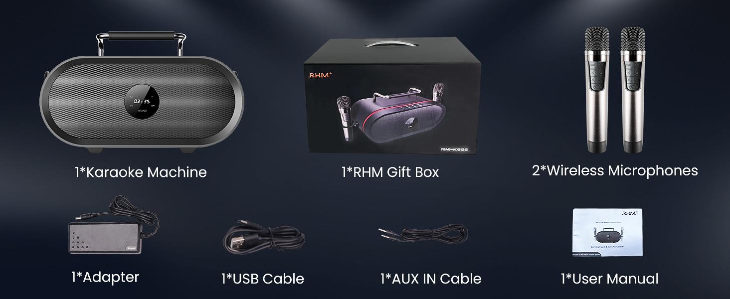 RHM-K666 ポータブル　Bluetooth スピーカー　カラオケ　皇馬 Amazon.co.jp: RHMポータブルカラオケサウンドワイヤレスマイク