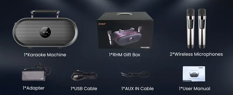 RHM K666 Karaoke Machine, Handheld Bluetooth Speaker Support
