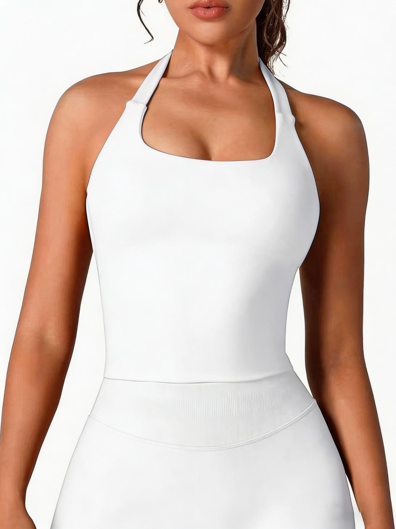 Halter Neck Backless Yoga Set - 12+ Colors, Seamless 2-Piece Workout Outfit with Butt Lifting Leggings, Buttery Soft & Squat-Proof for Gym, Yoga & Everyday Wear, Backless Gym Clothes, Workout Sets, Seamless Sport Clothing
