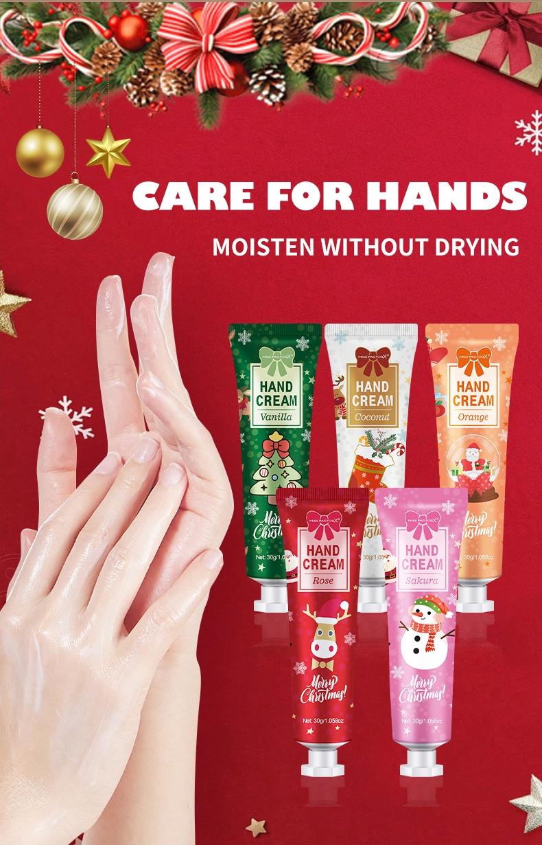 Christmas Gift Set, Beautiful Gift Box, Hand Cream & Lip Balm Kit with Santa Card & Bag, Party Favors, Women's Christmas Present, 10 Sets Per Box