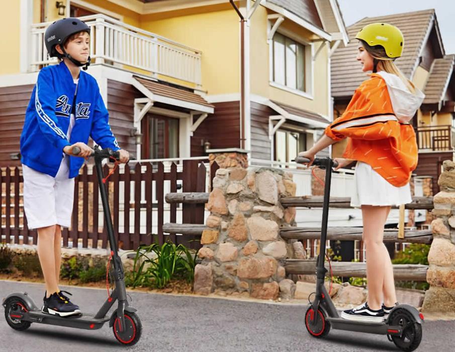 ladped Electric Scooter - 8.5 Solid Tires, 350W Motor Up to 16 Miles of Range and 19 MPH Portable Folding Commuter Scooter with and App E-Scooter  3 Speed modes school scooters