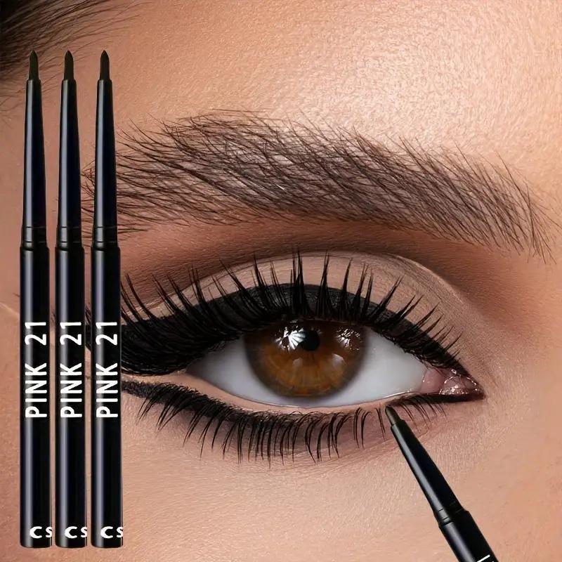3-piece black gel eyeliner set - long-lasting, smudge-proof, anti-smear, quick-drying and smooth formula, perfect winged look - black, stylish design, easy twist to create flawless eye makeup, suitable for bold looks, beginner-friendly