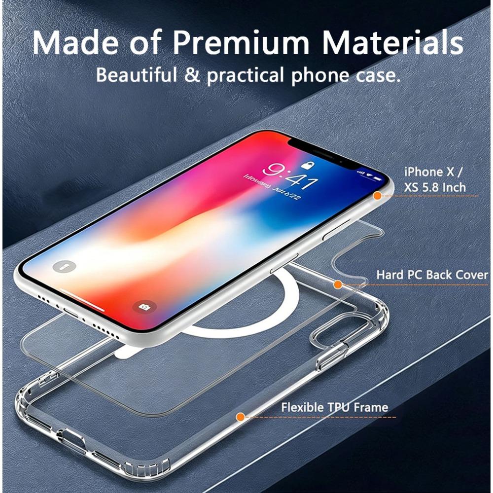Magnetic For iPhone XR X/XS XS MAX Phone Case [Compatible with MagSafe][Non-Slip],PC  Back Slim Shockproof Protective Case Cover