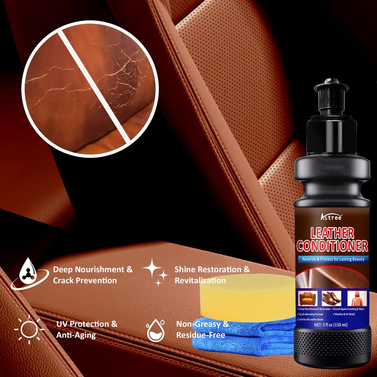 Car Leather Care Spray, Interior Seat Conditioning Lotion, Refinish & Nourish, 150ML + 150ML Set