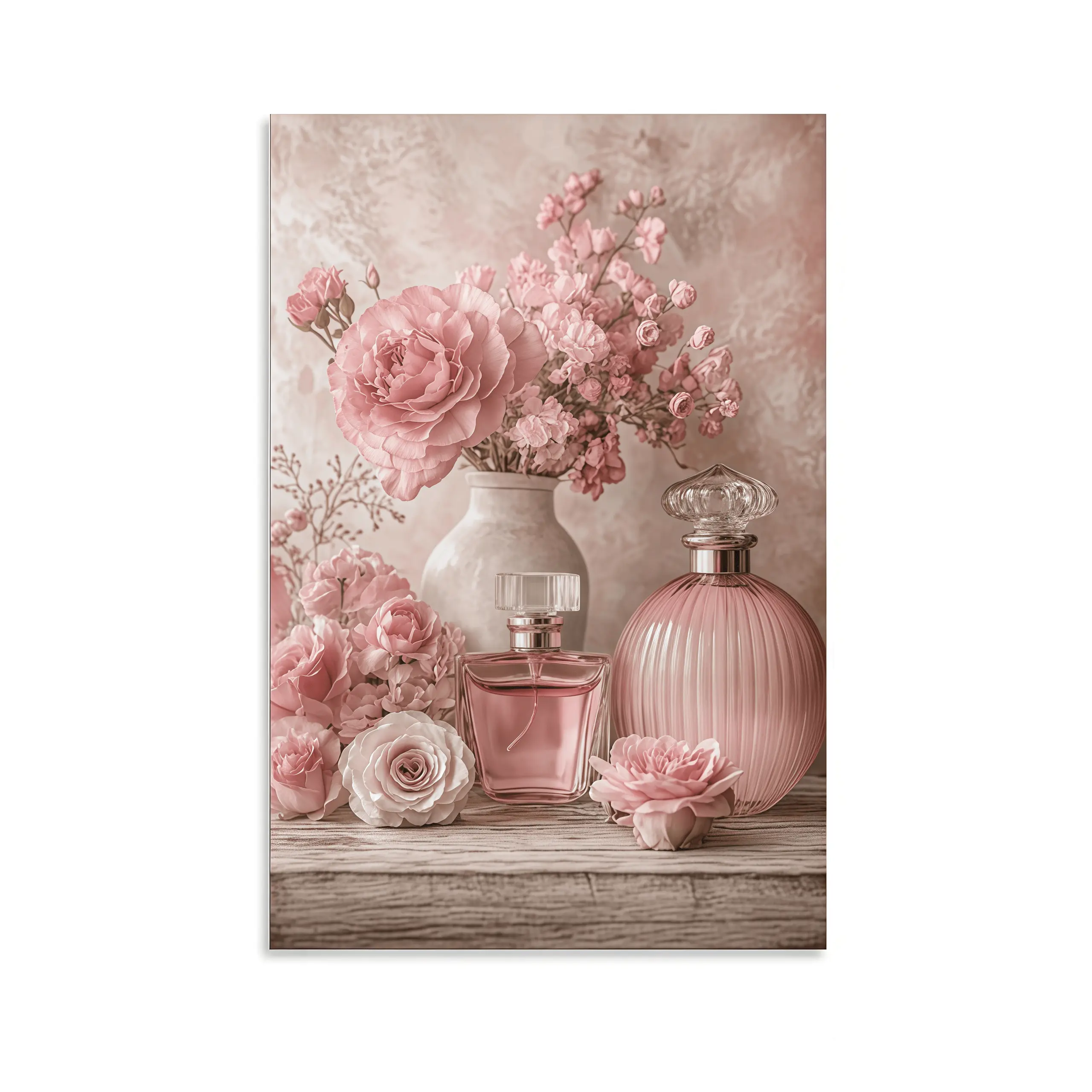 Vintage Floral Perfume Bottle Canvas Wall Art, Soft Pink Roses Floral Decoration Canvas Painting, Country Style Farmhouse Decor, Bathroom Wall Art, Vintage Home Decor, Botanical Wall Art, Cottagecore Aesthetic Decor, Feminine Bedroom Artwork,