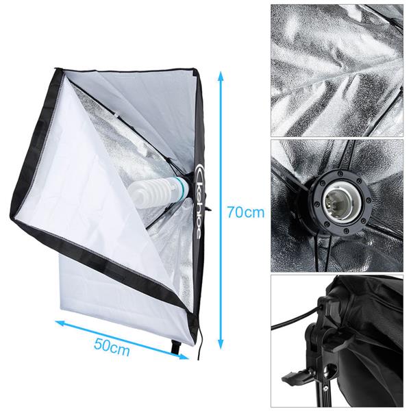 Umbrella Photography Stand Kit,Softbox Lighting Kit, Photo Equipment Studio Softbox 20" x 27", with E27 Socket and 2x5500K Instant Brightness Energy Saving Lighting Bulbs, Photography Kit for Portrait Studio Video Recording, Filming, Podcast