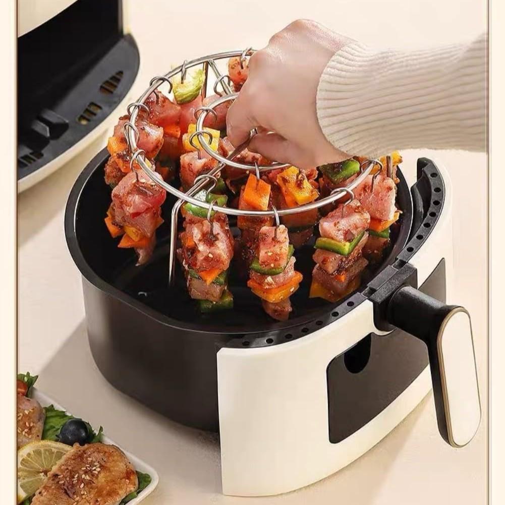Air Fryer Grill Rack, Vertical Skewers for Air Fryer, Includes 24/48 Skewers, Stainless Steel, Non-Stick, Even Heating, Grill Replacement, Air Fryer Accessories, Grilling Accessories