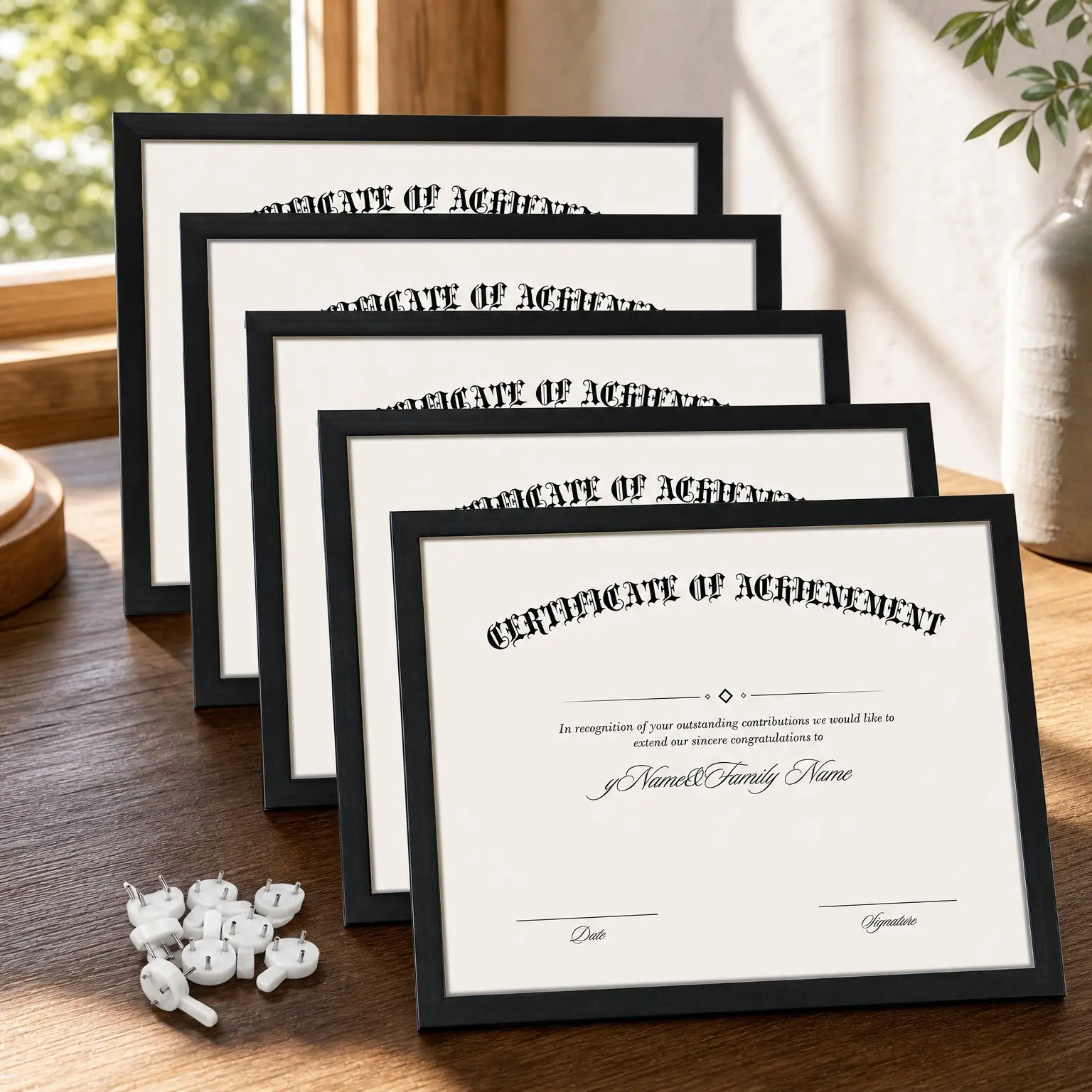5 Pack 8.5x11 Black Certificate Diploma Frames - Clear Plexiglass Document Picture Frame for Wall, Tabletop & Graduation DisplayGift
