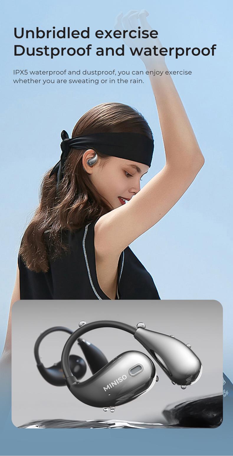 MINISO M95 Open Ear Headphone Earbuds Open Ear Bluetooth 5.4 Headphones with LED Display Screen OWS Earphones Wireless Earbuds with Earhooks Bluetooth Earbuds for Running,Driving,Working