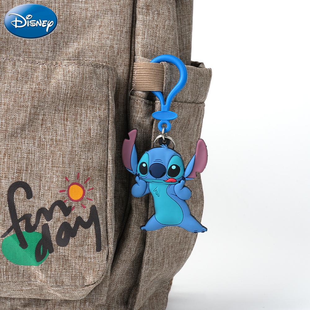 1PC Disney Officially Licensed Stitch Angel Couple Keychain Bag Hangings Cute Cartoon Keyring Anime Style Valentine's Couples Gift Bag Ornaments Key Loss Prevention Supplies