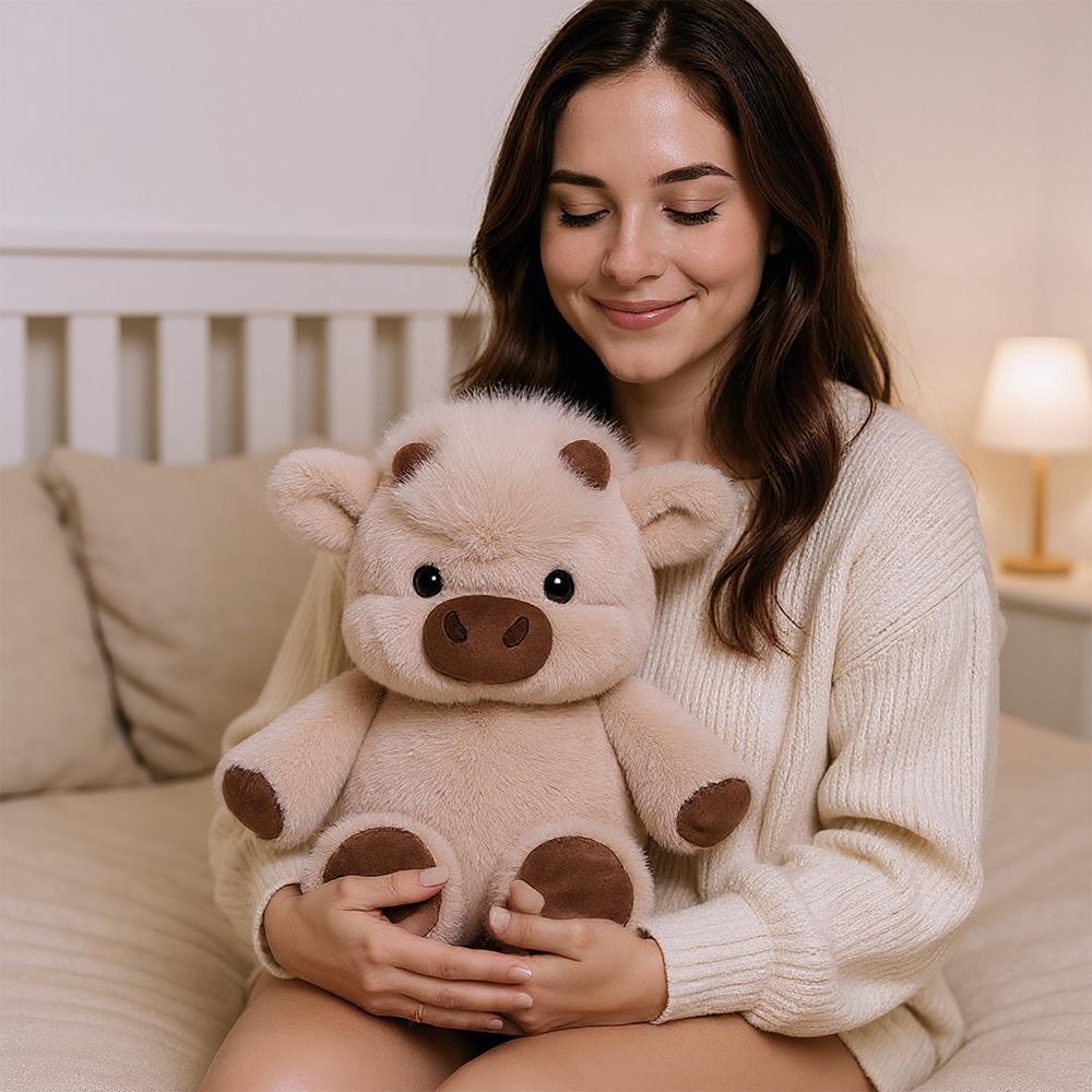 Cuddly Teddy Bear Super Soft Fluffy Running Cow Plush Toy Kawaii Highland Cow Plushies Cute Stuffed Animal Cuddle Therapy Plush for Kids & Adults