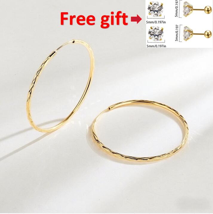 vintage hoop earring 18K Golden Plated Pair - City Wall Texture Round Earrings | Hypoallergenic, Non-Fade, Elegant & Minimalist Style,With Free Gift