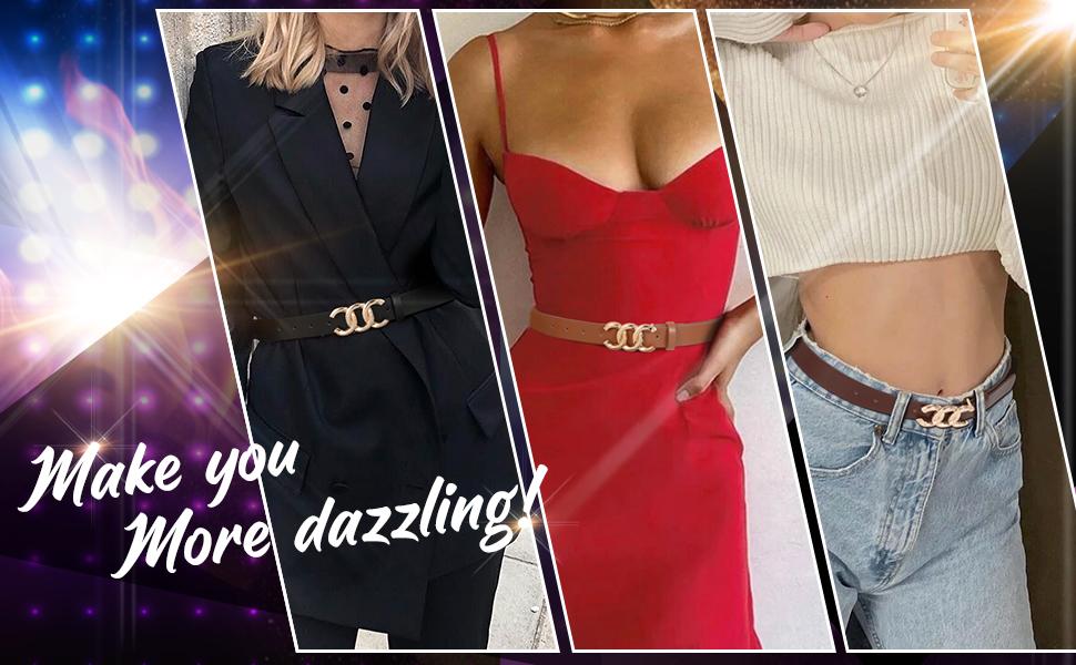 JASGOOD 3 Pack Women's Belts for Jeans Pants Fashion Waist Belts for Ladies Leather Belts