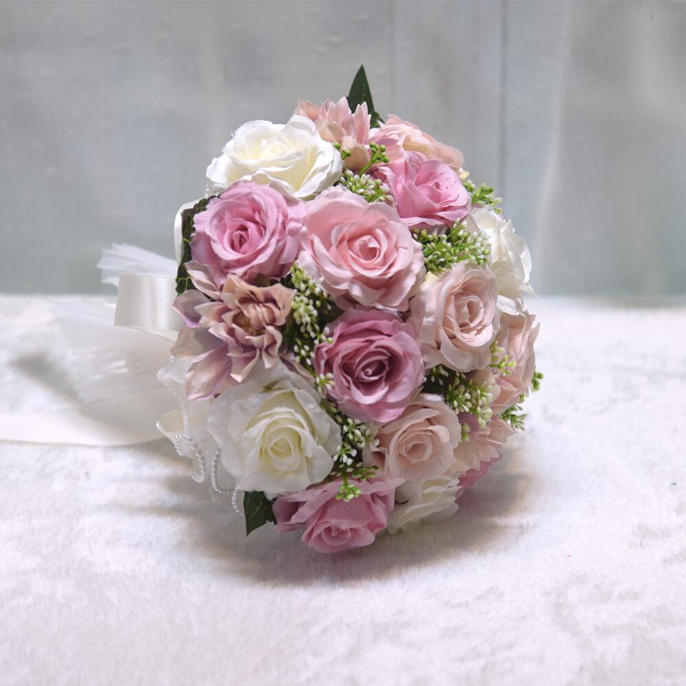 Champagne Color Wedding Rose Plastic Marriage Certifie Bride Bouquet Artificial Flower Photography Props Gift